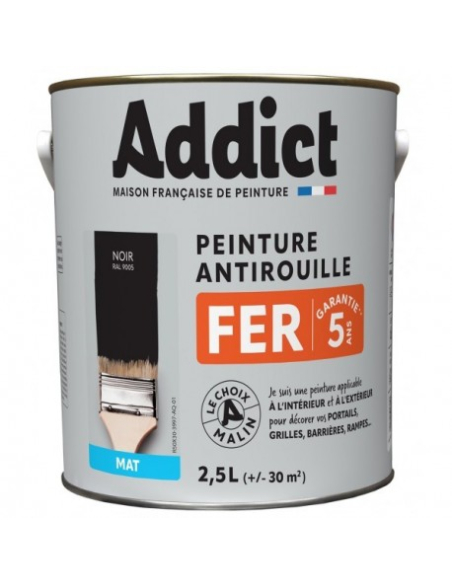 Peinture Fer 2.5 litres noir mat - ADDICT