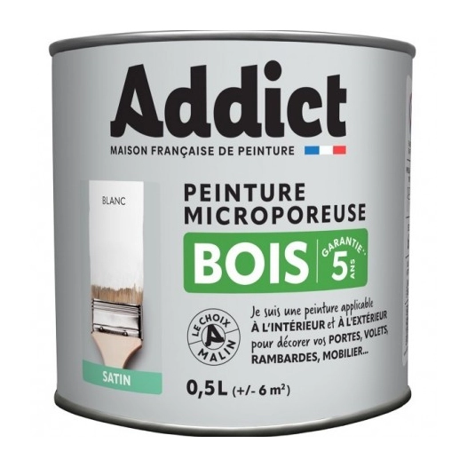 Peinture Bois 0.5 litre blanc - ADDICT