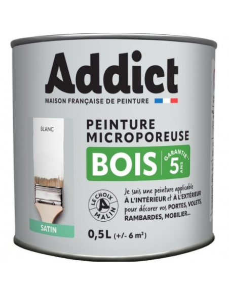 Peinture Bois 0.5 litre blanc - ADDICT
