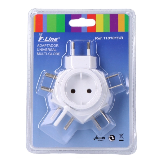 adaptateur multiglobe universel 10 a 250 v, 110 x 100 x 45 mm