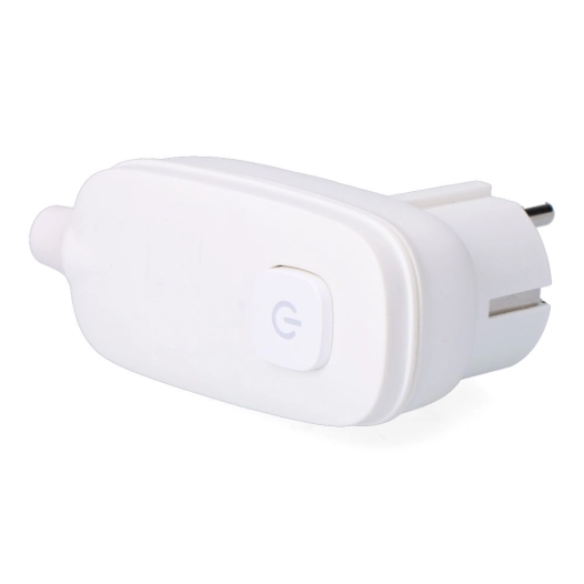 fiche avec t/t (schuko) + interrupteur d'éclairage 16 a 250 v, blanc, 95 x 40 x 70 mm (sous film rétractable)