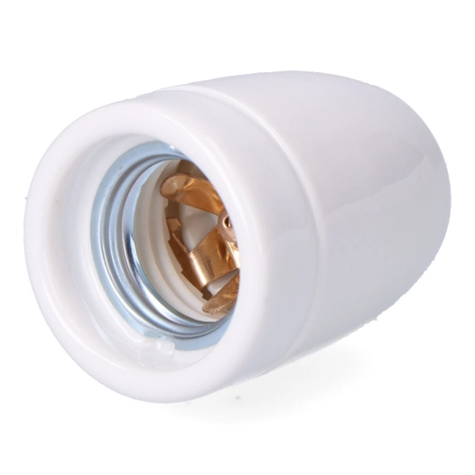 douille de lampe en céramique vintage e27, 100 w 250 v, blanche, ø47 x 59 mm (sous film rétractable)