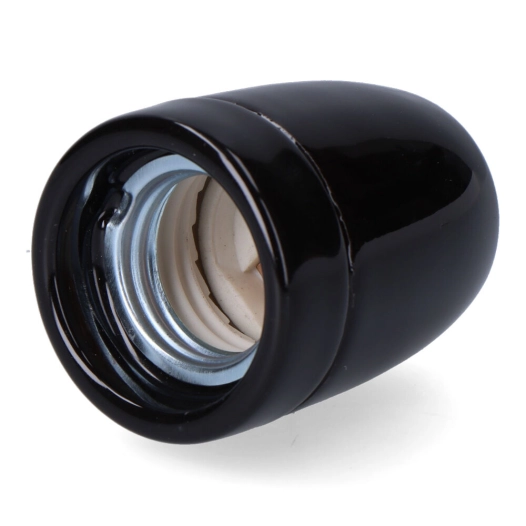 douille de lampe en céramique vintage e27, 100 w 250 v, noir, ø47 x 59 mm (sous film rétractable)