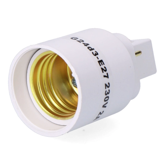 convertisseur g24d3 vers e27, 2 à 230 v, blanc, ø37 x 67 mm (sous film rétractable)