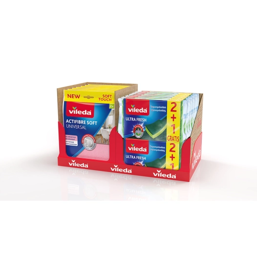 présentoir de table, 15 x tissu actifibre + 12 x laveur fce