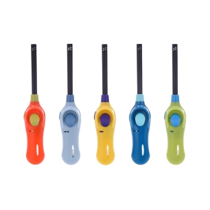briquet électronique rechargeable, long col, couleurs assorties, blister