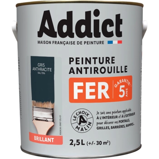 Peinture Fer 2.5 litres gris anthracite - ADDICT
