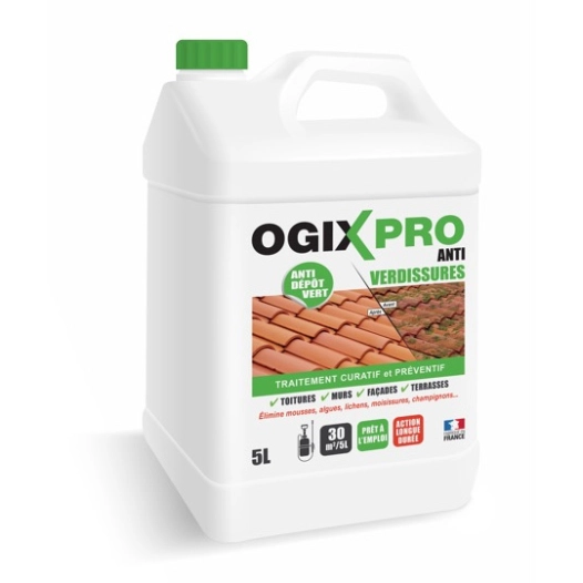 Javel Ogix Pro Anti-Mousse Murs Extérieurs 9.6% - 5 litres - ogix pro