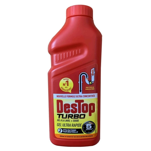 destop déboucheur gel turbo 2 doses 500 ml - destop