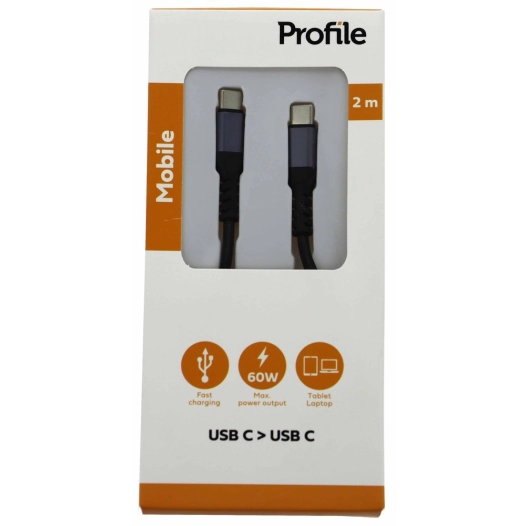câble usb-c vers usb-c 60w 2 m - profile