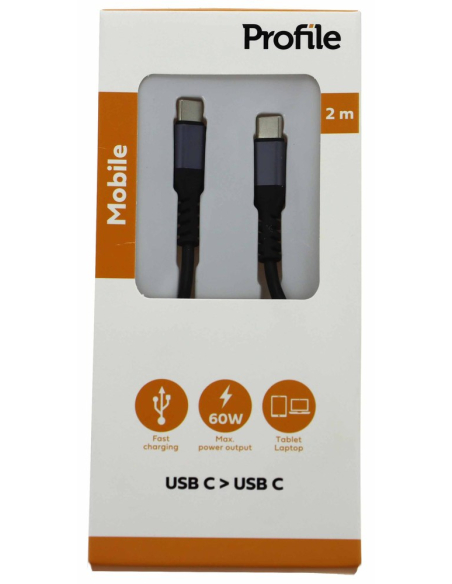 câble usb-c vers usb-c 60w 2 m - profile