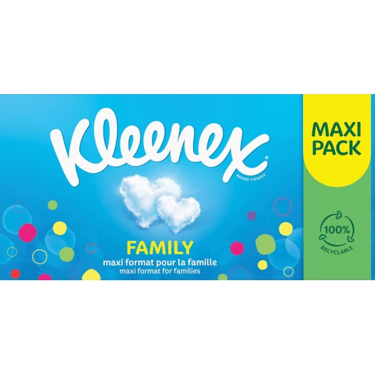boîte family 128 mouchoirs blancs - kleenex