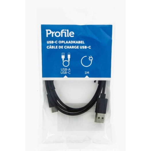câble usb-a vers usb-c 1 m noir - profile