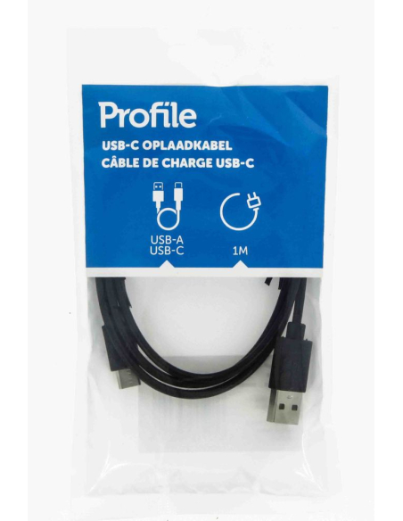 Câble USB-A vers USB-C 1m Noir Profile Charge rapide et transfert de données fiable - Profile