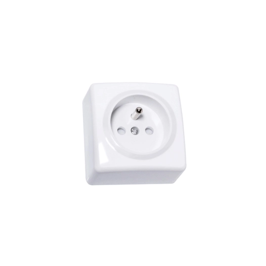 prise en saillie avec terre apparente blanche - profile