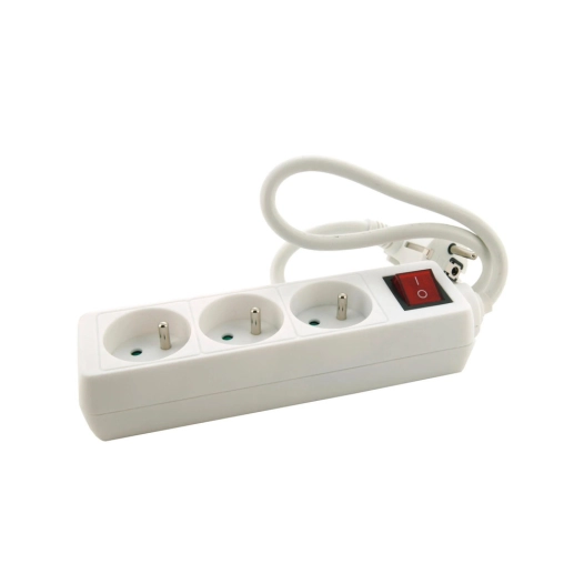 multiprise filaire avec interrupteur 3 prises 0.50 m blanche - profile