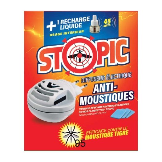 diffuseur électrique anti-moustiques + 1 recharge liquide tp18 - stopic