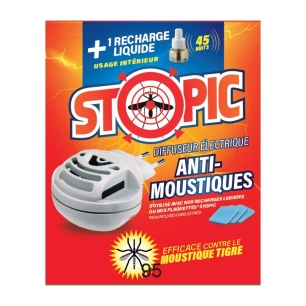 diffuseur électrique anti-moustiques + 1 recharge liquide tp18 - stopic