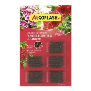 bâtonnets d'engrais plantes fleuries et géraniums uab lot de 30 - algoflash