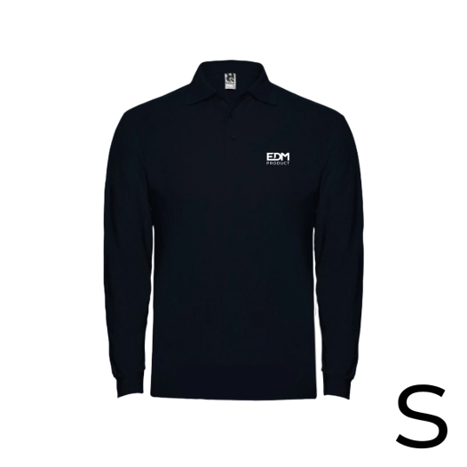 *merchandising* polo manches longues noir taille-s 65% polyester 35% coton edm