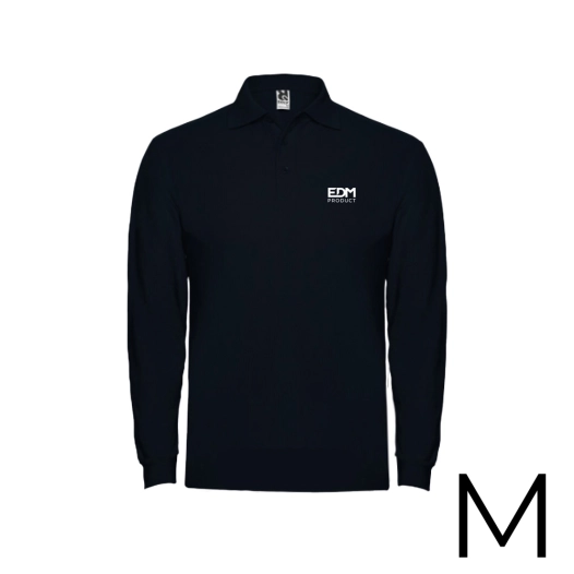 *merchandising* polo manches longues noir taille-m 65% polyester 35% coton edm