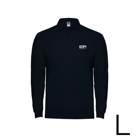 *merchandising* polo manches longues noir taille-l 65% polyester 35% coton edm