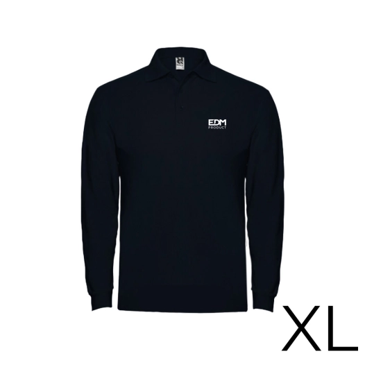 *merchandising* polo manches longues noir taille-xl 65% polyester 35% coton edm