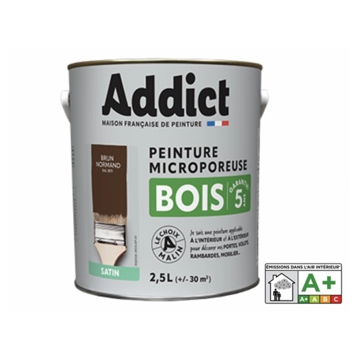 Peinture Bois 2.5 litres brun normand - ADDICT