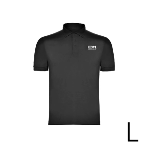 *merchandising* polo noir taille-l manche courte brodé edm