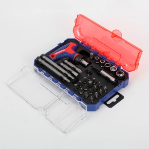 jeu d'embouts avec manche mini cliquet en t, 28 pièces