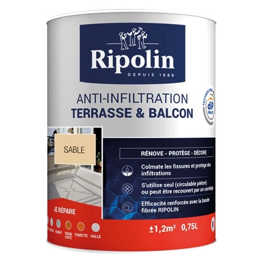 Peinture anti infiltration terrasses balcons sable 0.75l - ripolin