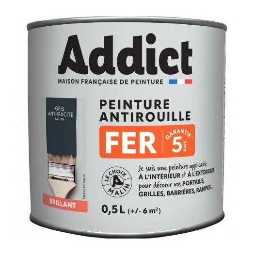 Peinture Fer 0.5 litre gris anthracite - ADDICT