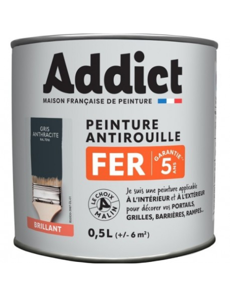 Peinture Fer 0.5 litre gris anthracite - ADDICT
