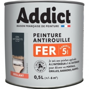 Peinture Fer 0.5 litre gris anthracite - ADDICT