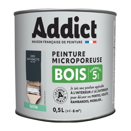 Peinture Bois 0.5l gris anthracite - ADDICT