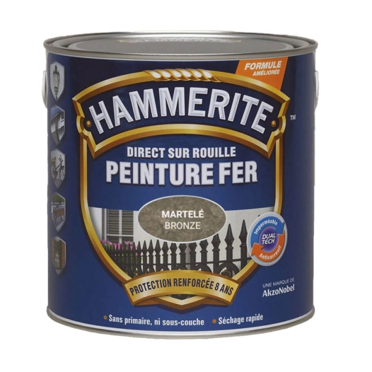 peinture fer - direct sur rouille martelé bronze 2.5l - hammerite