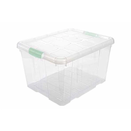 boite de rangement avec clips 25l - 42.2 x 35 x h25.6 cm transparent - billiet ld