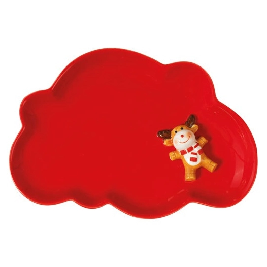 6 assiette miam rouge avec cerf 3d - amefa medard de noblat