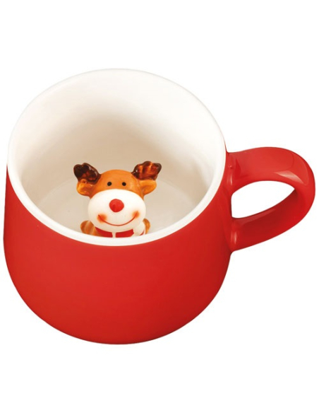 4 Mugs Cerf 3D Rouge Design Cerf 3D Original - AMEFA MEDARD DE NOBLAT