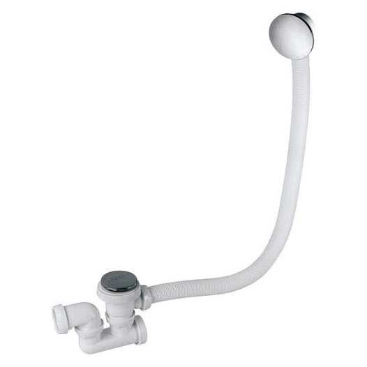 vidage baignoire quick clac chrome siphon orientable 700 mm - wpsa wirquin plastiques