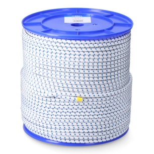 cordon élastique en polyester blanc/bleu 8 mm x 200 m