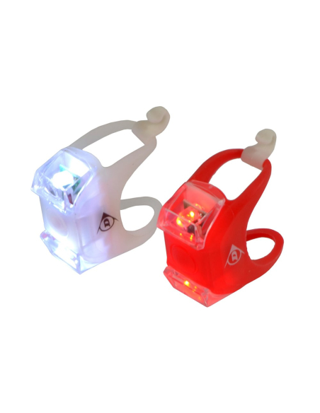 *dernieres unites* jeu de 2 lampes de poche signalisation velo. devant et derrière. 2xcr2032 (piles incluses) dunlop