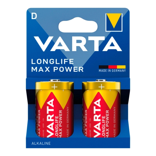 pile longlife max power d - lr20 (blister carton 2 pièces) ø34,2 x 61,5 mm