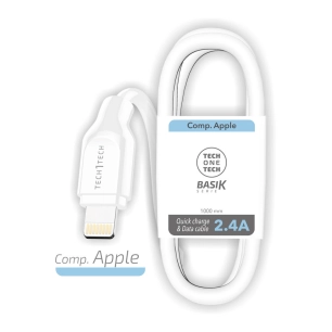 câble bsk usb-a vers lightning (apple) 1m 2,4 a blanc