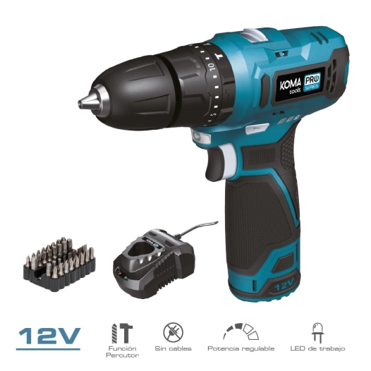 kit de marteau perceuse 12 v avec accessoires, batterie et chargeur