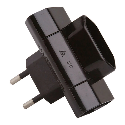 fiche triple latérale 2p 10a 250 v~ noir