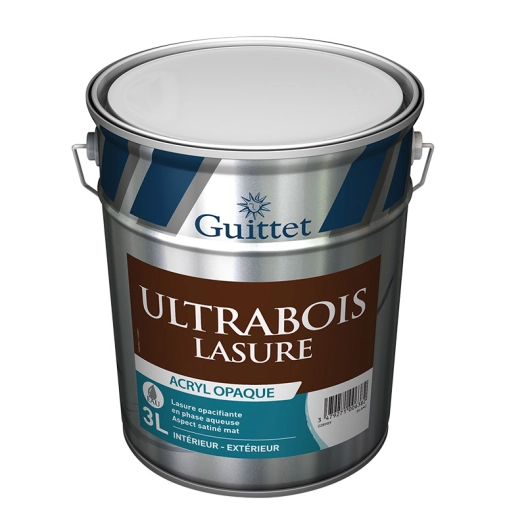 lasure guittet ultrabois acryl opaque blanc 3l - guittet