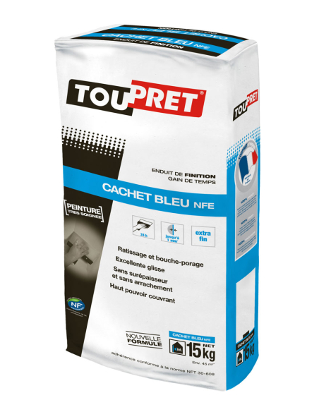 enduit de lissage toupret bâtiment cachet bleu nfe 15kg - toupret