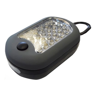 lampe de poche 24 + 3 led, 3 piles aaa incluses, en présentoir 12 pièces, couleurs assorties