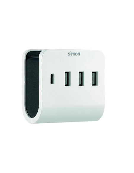 adaptateur 3 usb a + 1 usb c 16 a avec prise en charge des smartphones